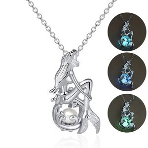 Glowing Mermaid Women Pendant Necklace 3 Colors Lu